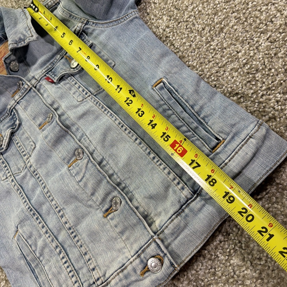 Women's Levi Trucker Jacket Size XS Mid Wash Classic Stretch - Picture 7 of 9